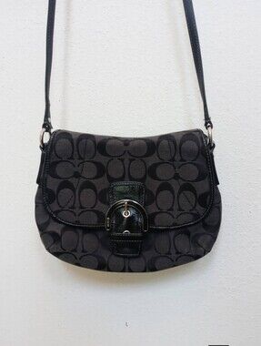 Coach Soho Signature Jacquard Shoulder Bag Vintage Black Y2K